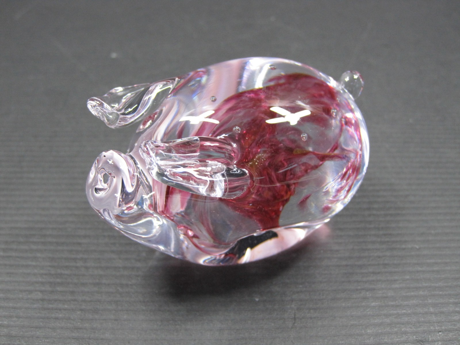 Langham Glass Red clear Pig Figurine Handcrafted Art Glass paperweight