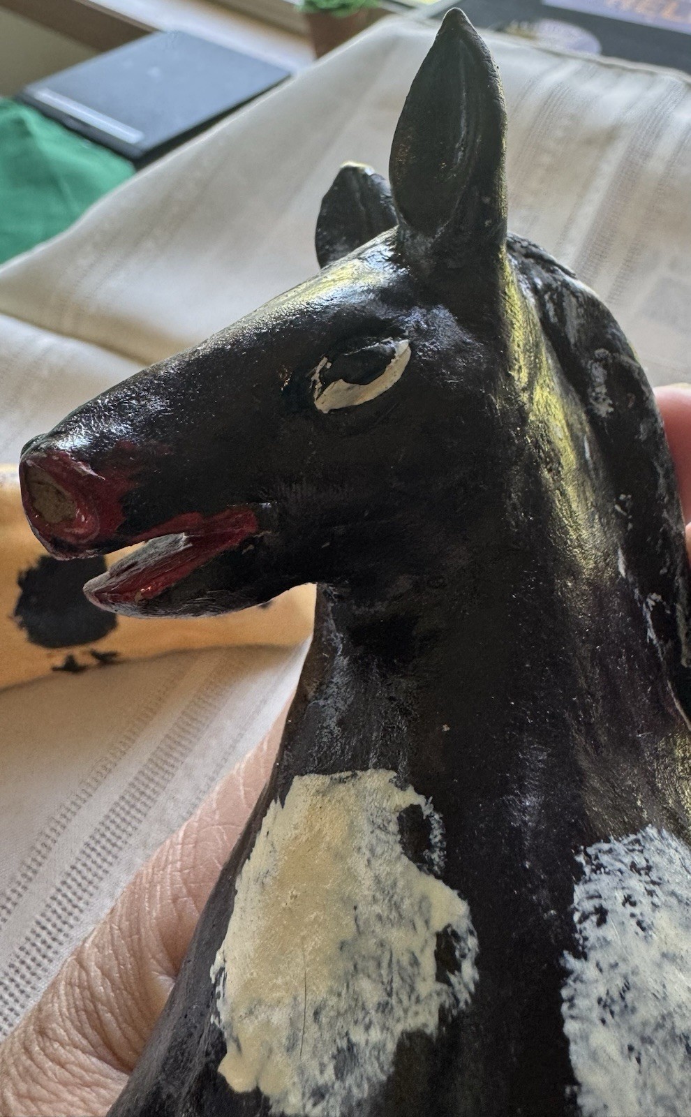 2 Handmade Pottery Cow Donkey Nativity Figurines Vintage Primitive Animals