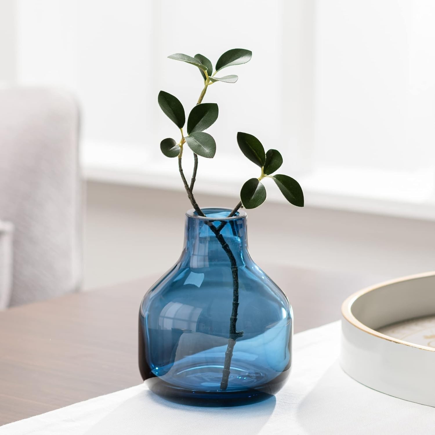 Versatile 5″ Tall Blue Glass Vase – Ideal for Blooms & Elegant Centerpieces
