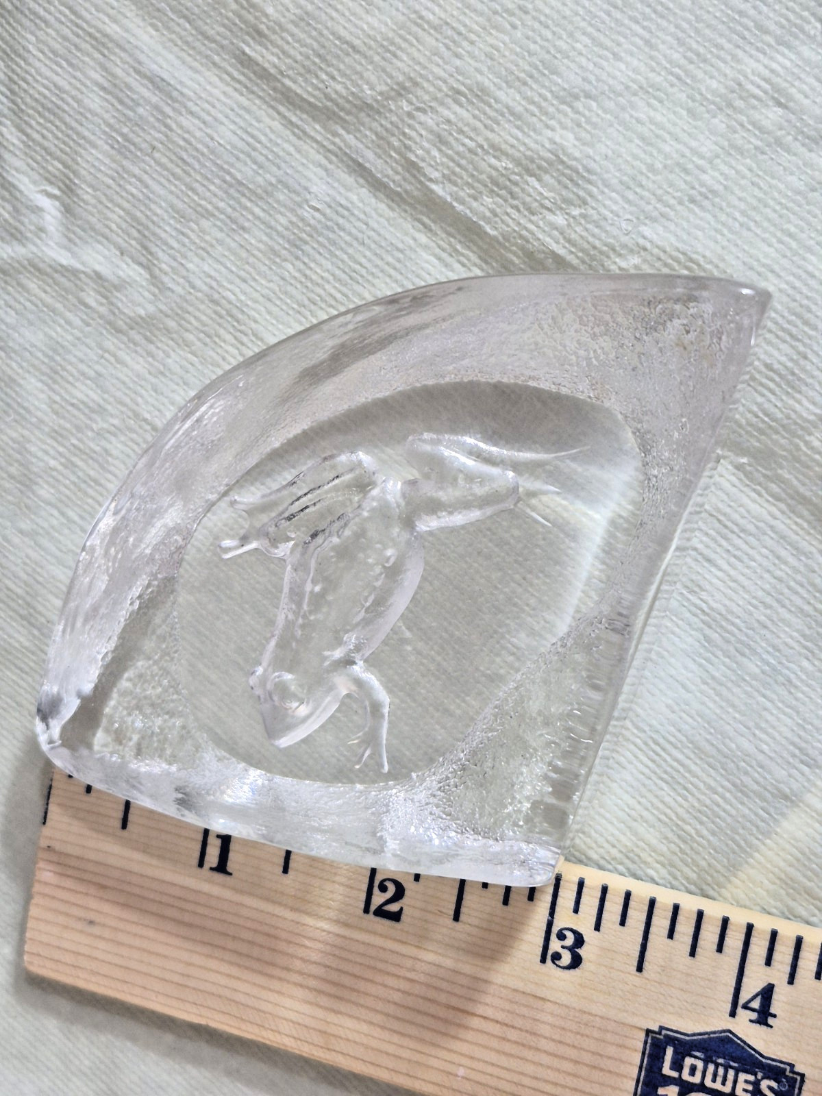 Mats Jonasson Signed Swedish Crystal Frog Paperweight Sculpture Art Glass VTG
