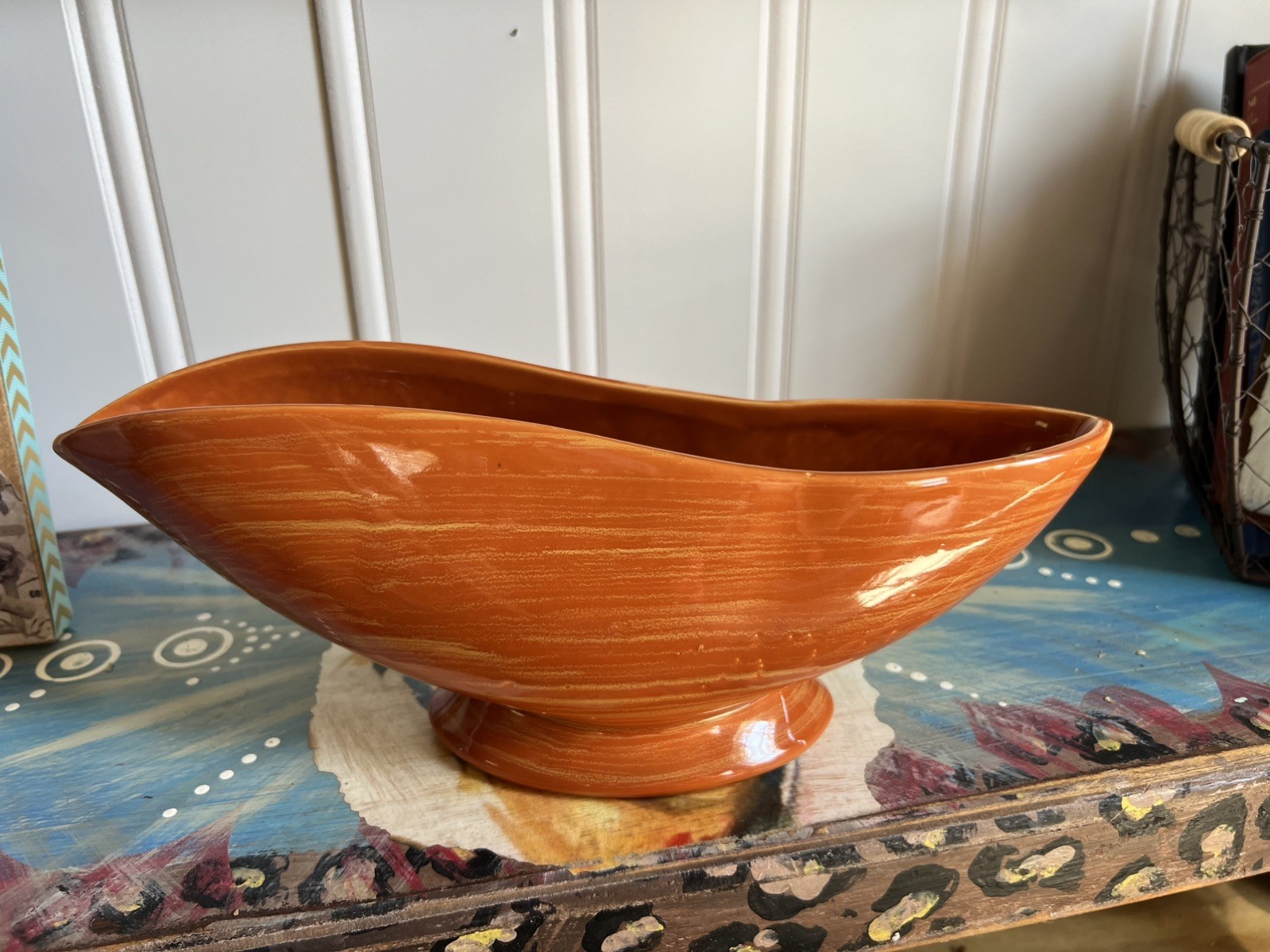 Vintage Mccoy Harmony Vase Vessel Orange And Yellow 1961 Planter