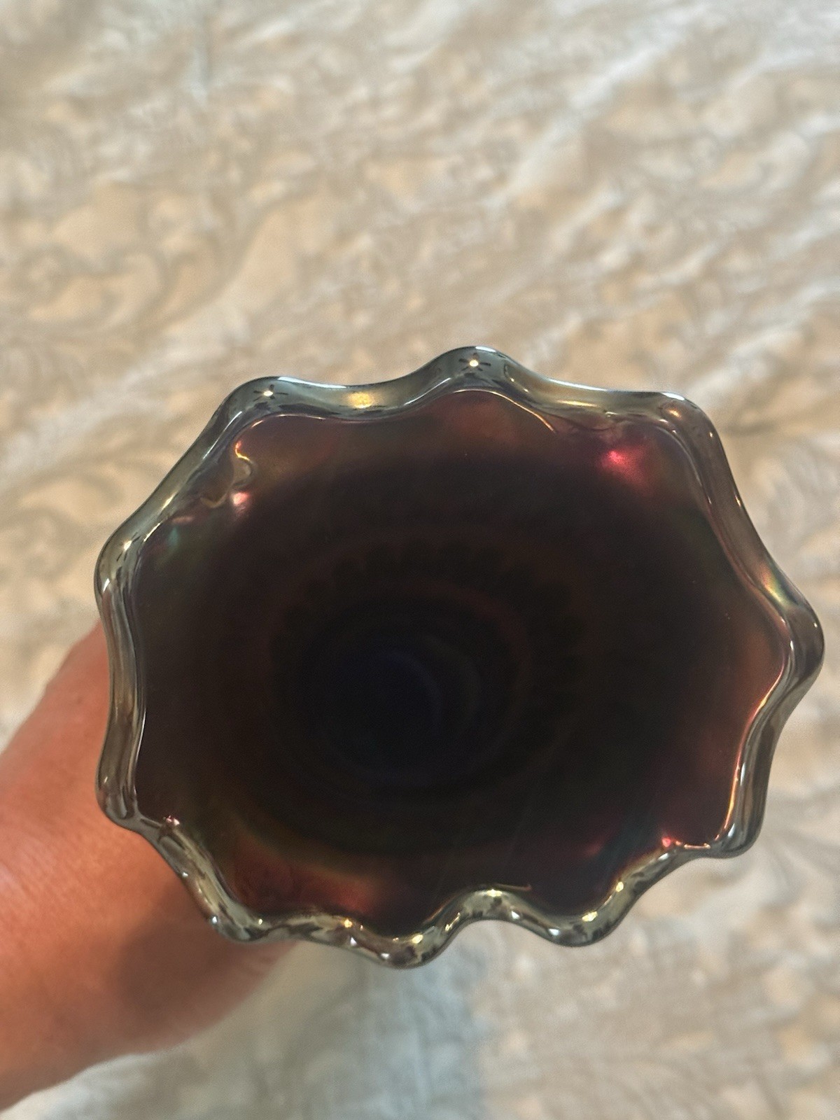 Vintage Fenton 15 3/4” Carnival Glass Cobalt Blue April Showers Vase