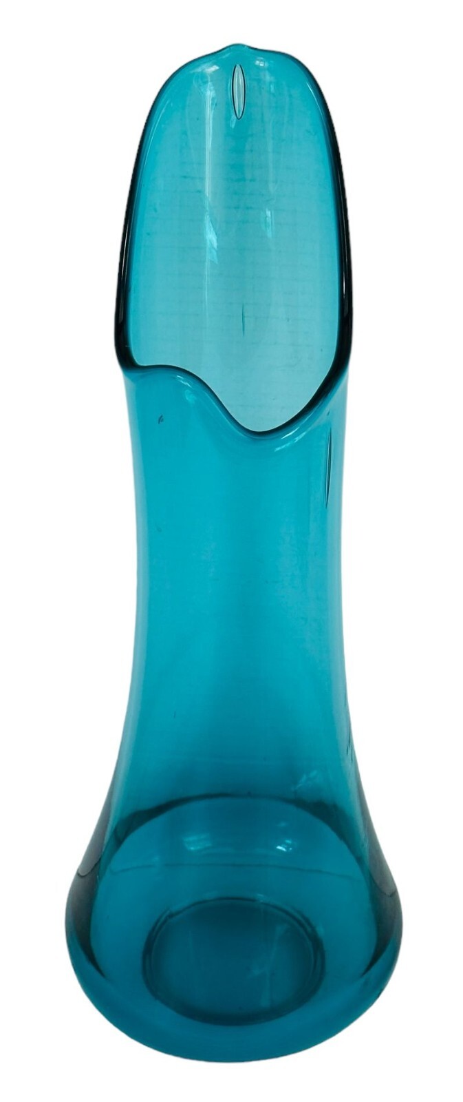 LE SMITH PEACOCK BLUE 19″ SWUNG VASE Fat Bottom VINTAGE MCM Smoothie Turquoise