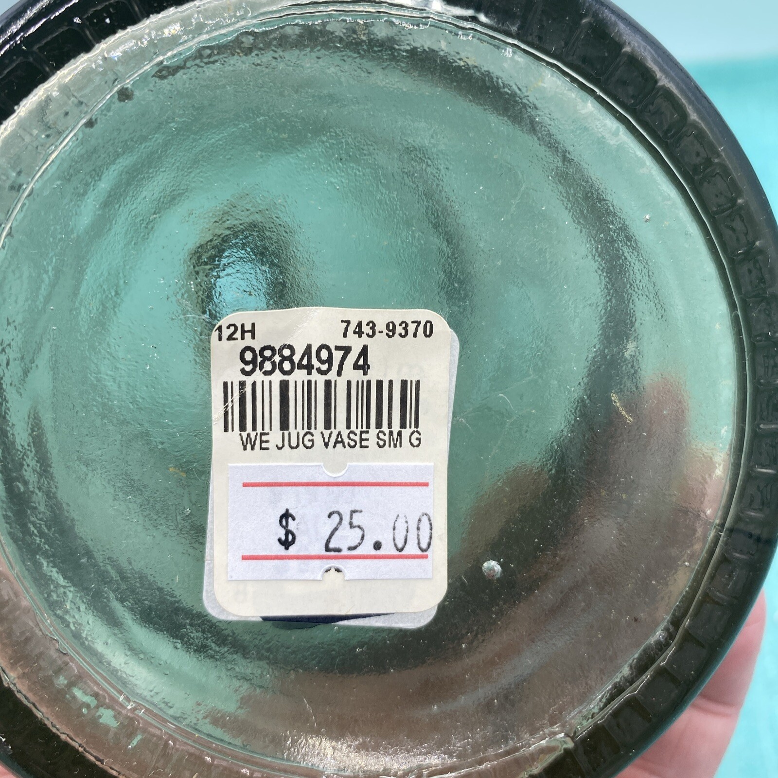 West Elm Smokey Green Glass Jug Vase Emerald 11” Tall Made In Egypt