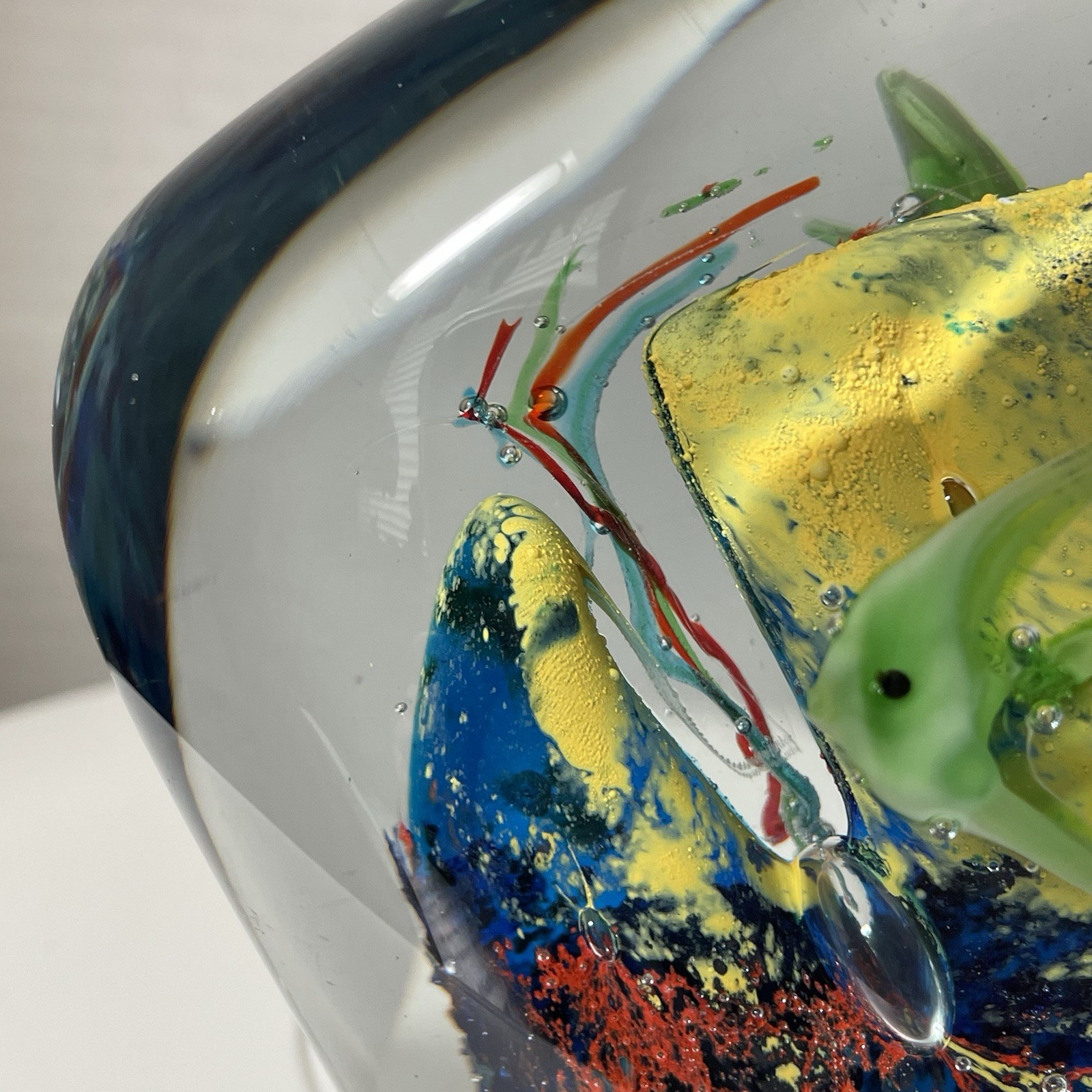 Murano Style Art Glass Paperweight Fish Aquarium Tropical 5” x 6”Sculpture 4 LB