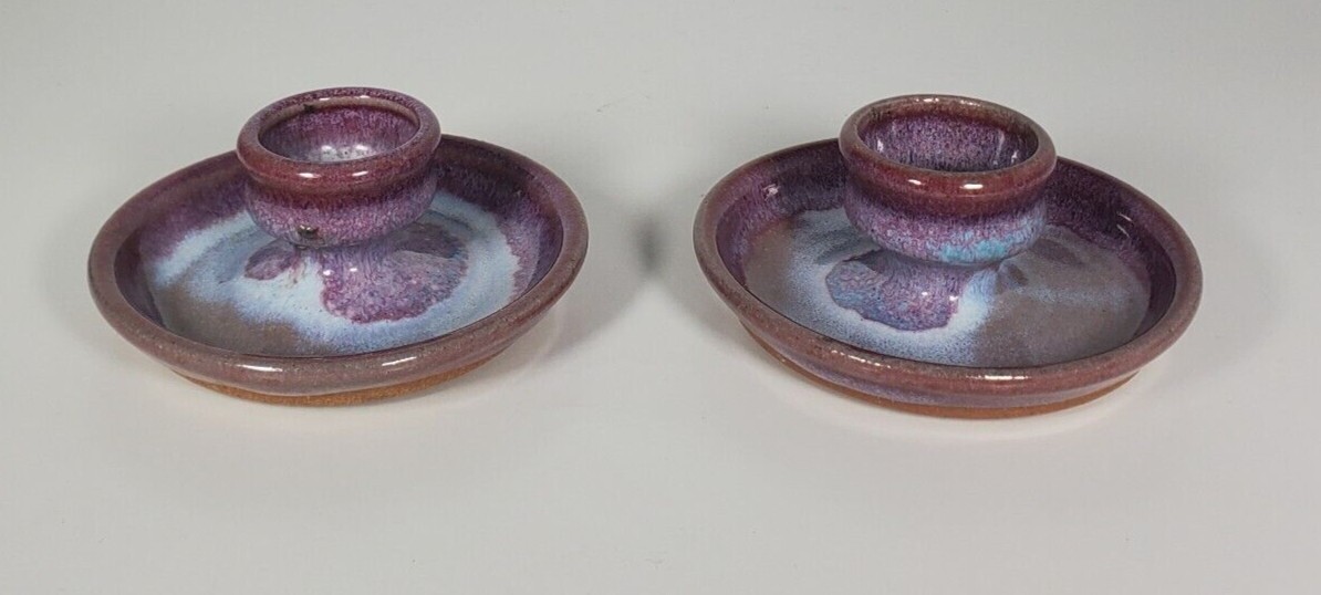Blue Ridge Pottery Candlestick Holder Hand Made in Virginia USA Set of 2