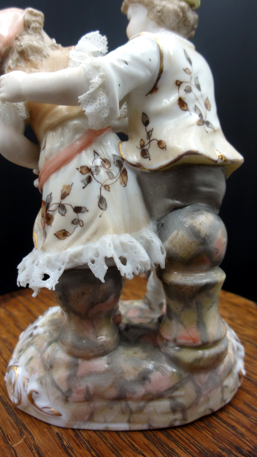 Meissen Figure Group Late 19thC Antique Hand Painted & Lace German Porcelain