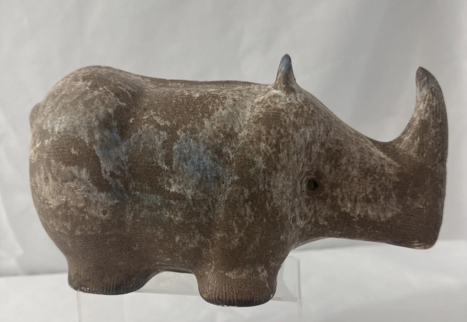 McCarty Pottery Rhino Rhinoceros Nutmeg Cobalt 11”x6” Large Mom 1st Quality