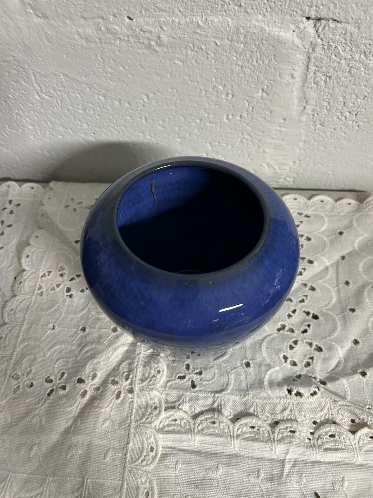 Nell Cole Graves 90 Signed Cobalt Blue Pottery Vase or Planter, Seagrove, NC
