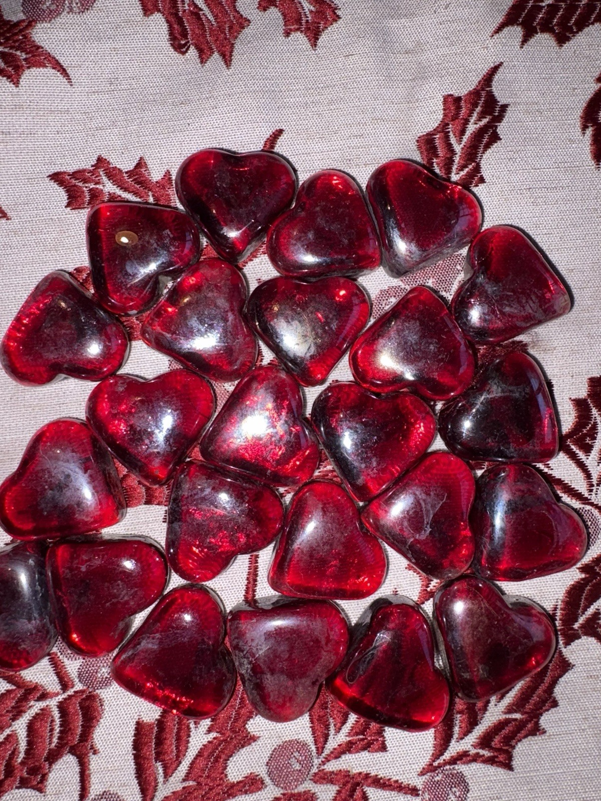 Ruby Small Glass Blown Hearts. For A Vase, Fishbowl, Or Any Decor