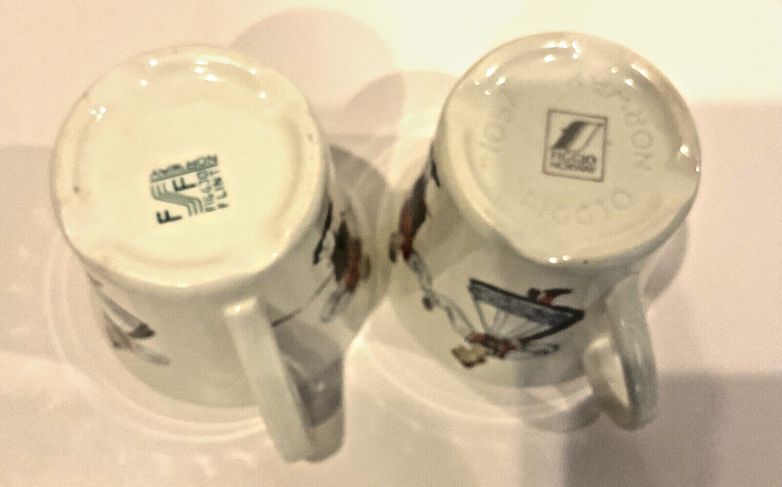 VTG FIGGJO FLINT NORWAY HARDANGER DANCERS SET OF 2 7oz FLAT CUPS