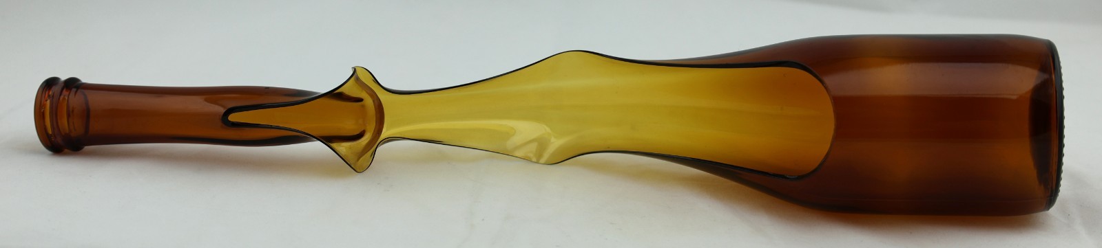 Brown Glass Stretched Bottle Free-Standing Sculpture Art