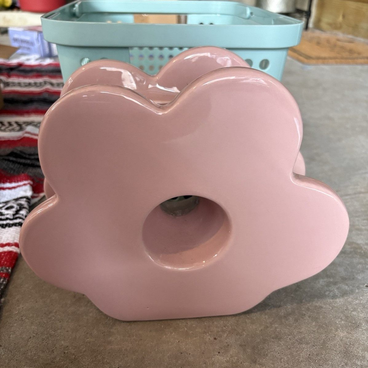 Pink Glossy flower-Shaped Ceramic Planter Pot, Cloud Subject, 21st Century