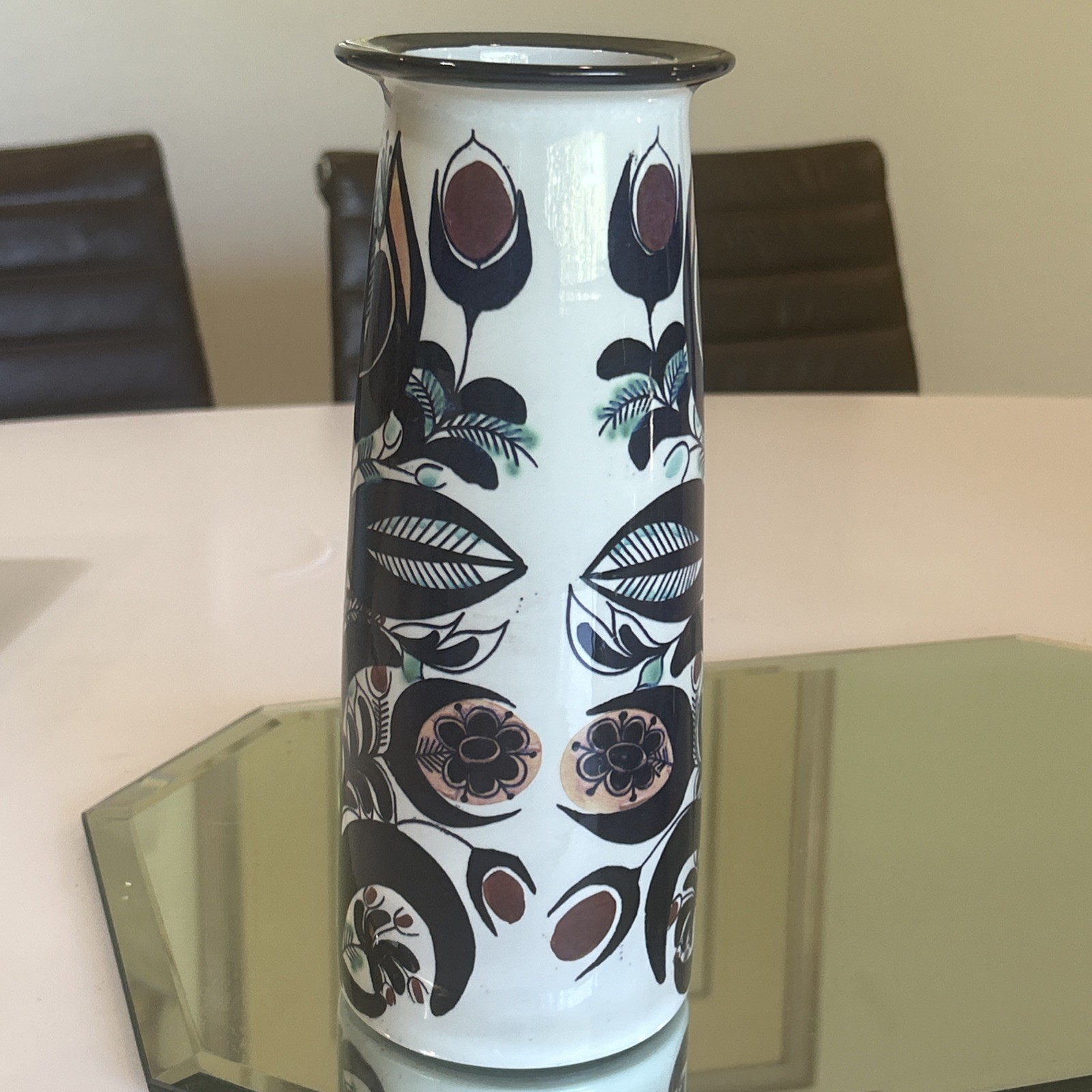 Vtg Royal Copenhagen Sweden Hand Painted Tenets 9.75” Vase Signed WOW