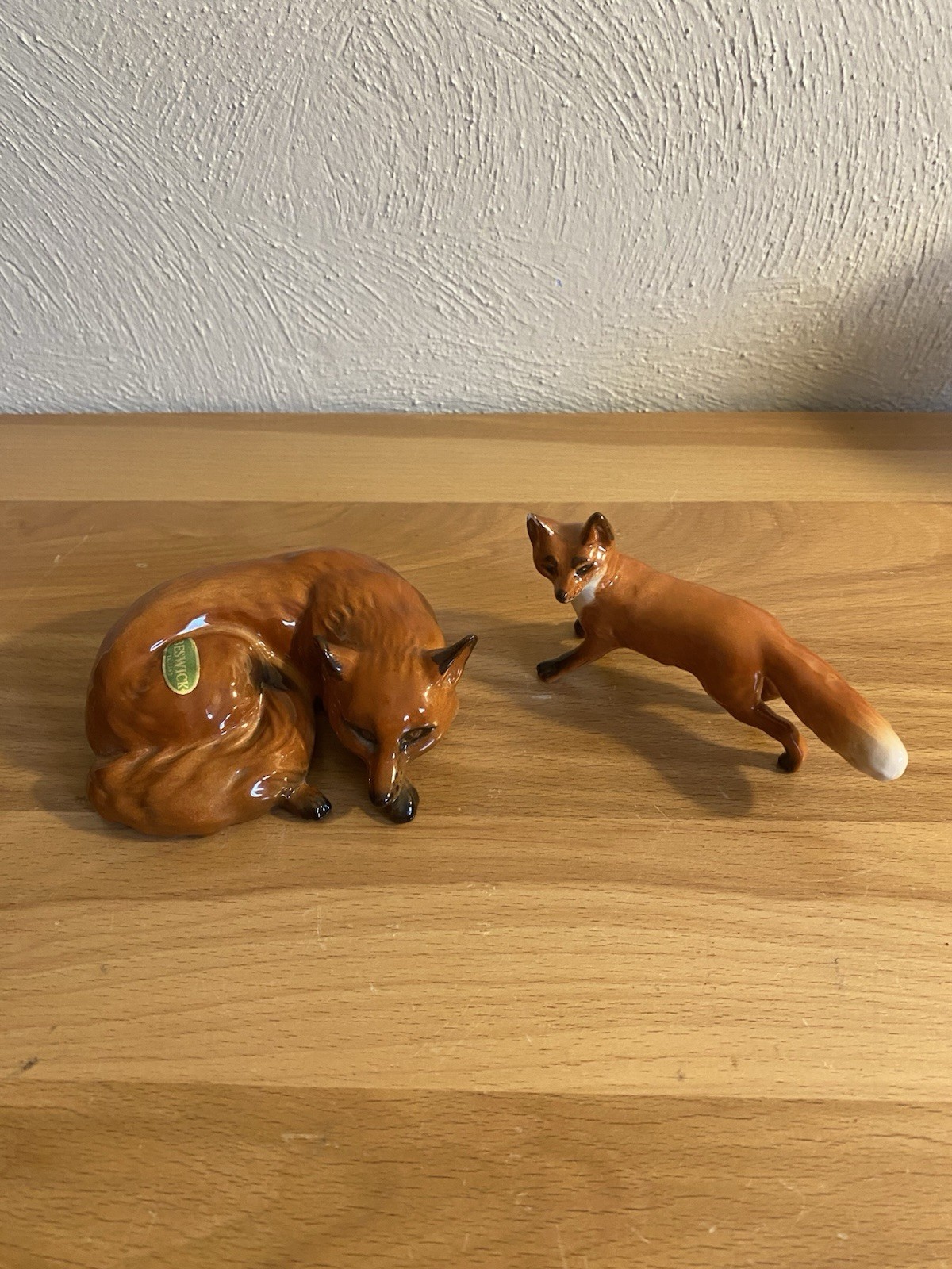 Vintage Beswick Porcelain Red Fox Figurines #1017 & #1440