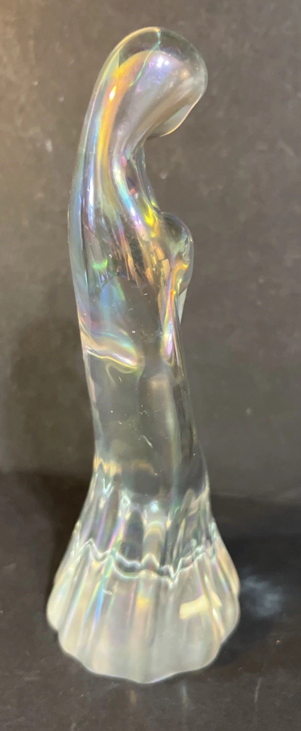 Vintage Silvestri Crystal Madonna Mary Figurine Iridescent Glass 7”