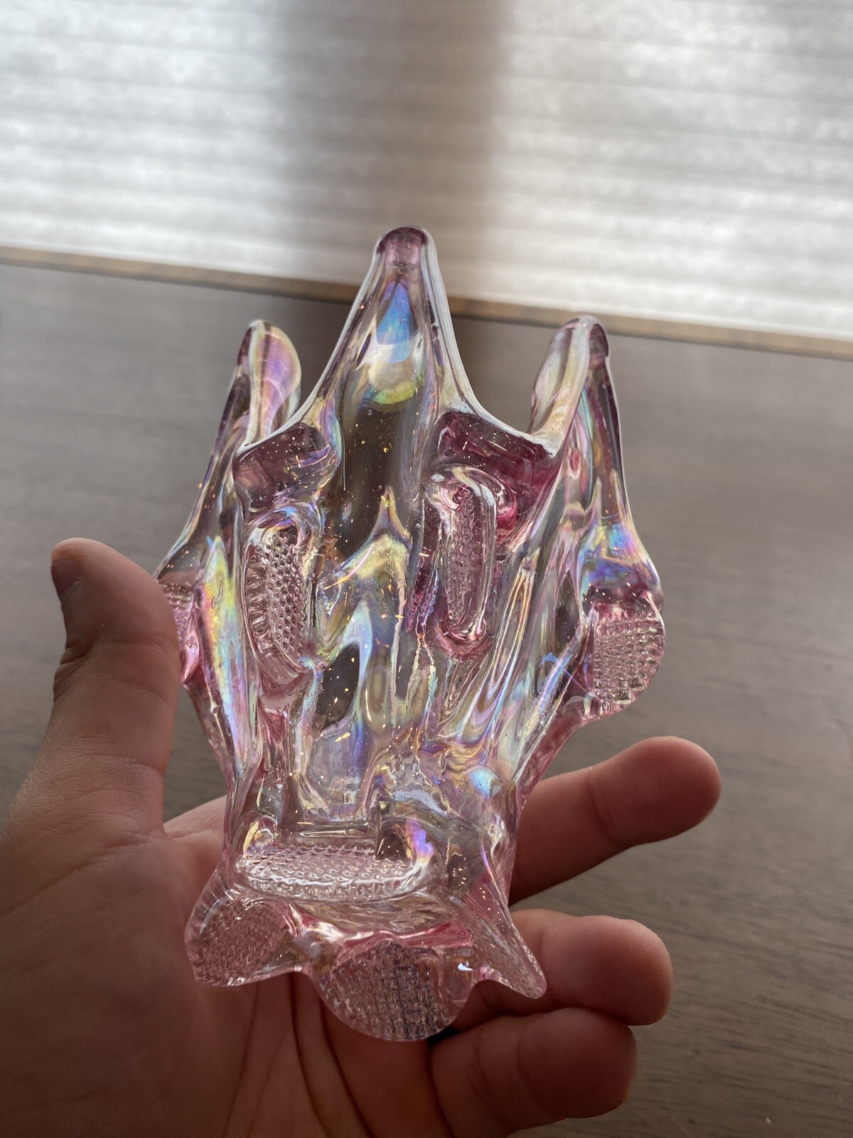 BEAUTIFUL VTG Chalet Rossi Bomboniere Whimsy Art Glass Open Vase 5.75″H