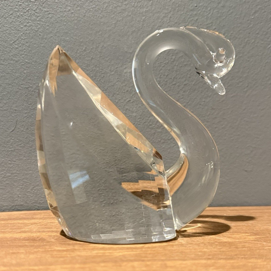 Shannon By Godinger Optical Lead Crystal Prism Swan Sculpture Hand Faceted 3″