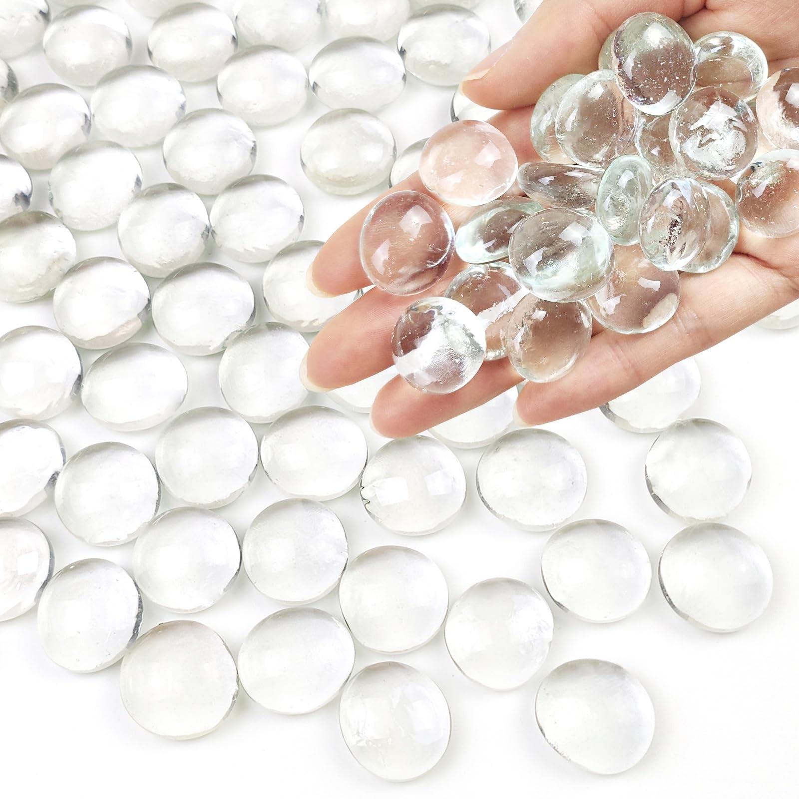 FANTIAN 1lb Clear Glass Beads for Vases, 100 Pcs 1 Pound,