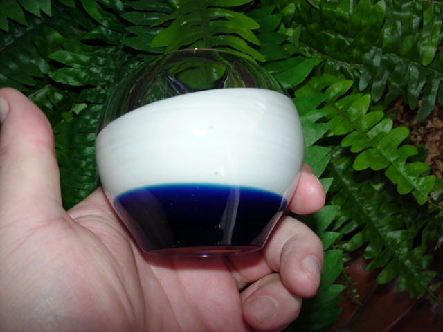 Vintage BOHEMIA CRYSTAL – blue and white – bud vase PAPERWEIGHT – Czechoslovakia