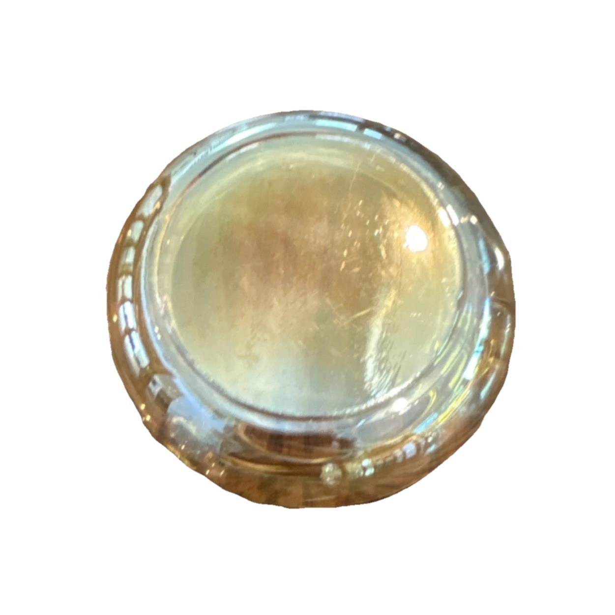 Iridescent Round Pressed Art Glass Ashtray Decorative w/ 3 Cigarette Rests