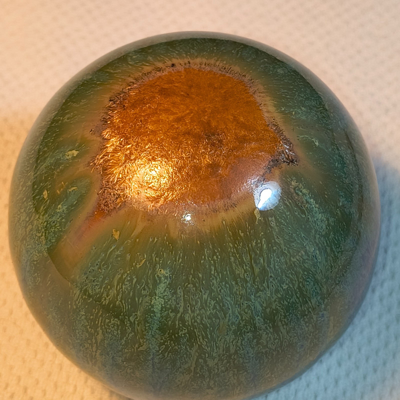 Vintage Chinese Ceramic Drip Glaze Sphere 3 Inches Tall