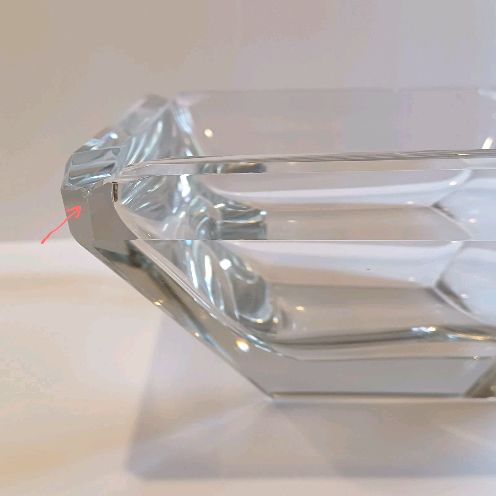 Handcut Crystal Cigar Ashtray Trinket Dish 6.5 Inch Square Vintage Mid Century
