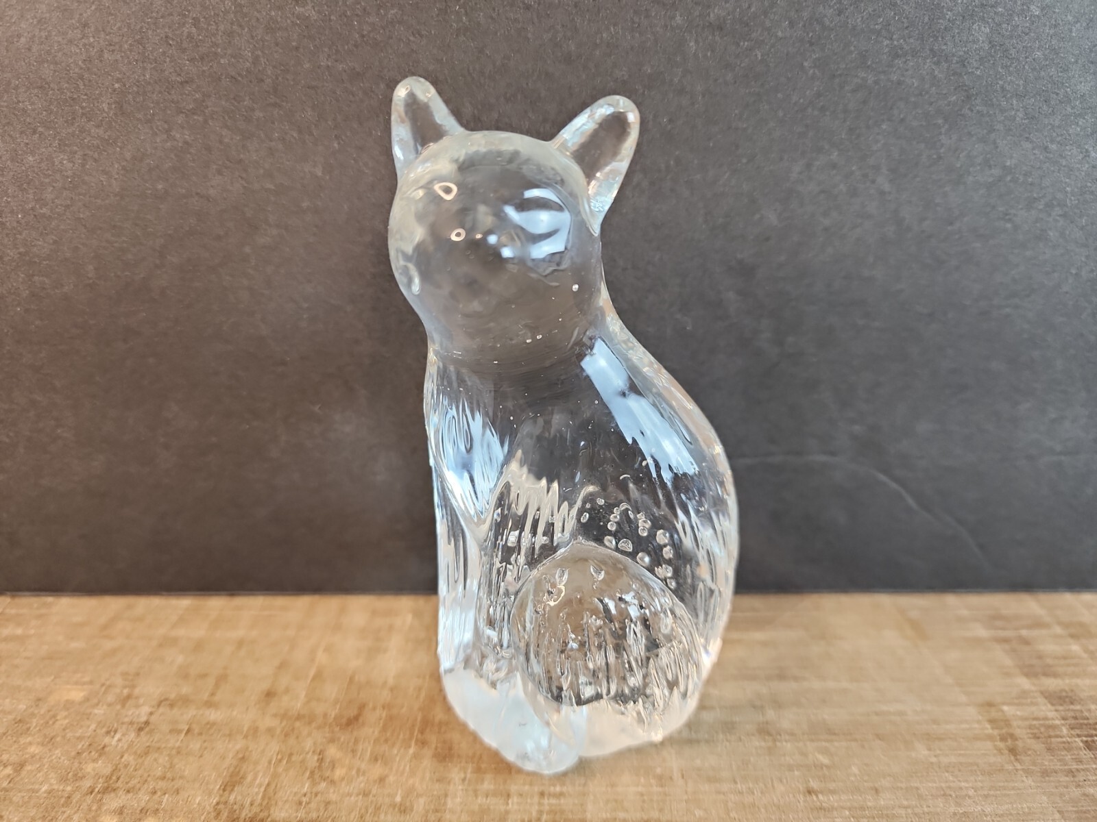 Clear Glass Cat Paper Weight Figurine Unbranded