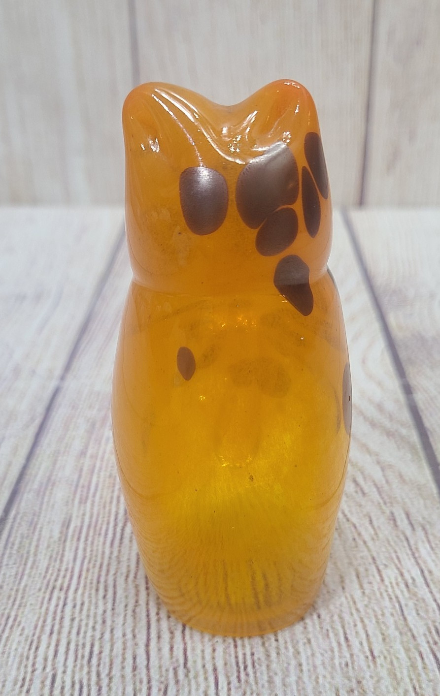 Art Glass Cat Decor Orange Brown MCM Unbranded 4.25″