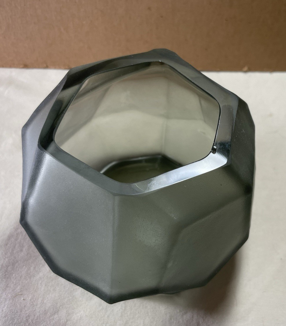 KOPP ART GLASS RUBA ROMBIC STYLE VASE ART DECO FROSTED CUBIST MODERNIST 4″