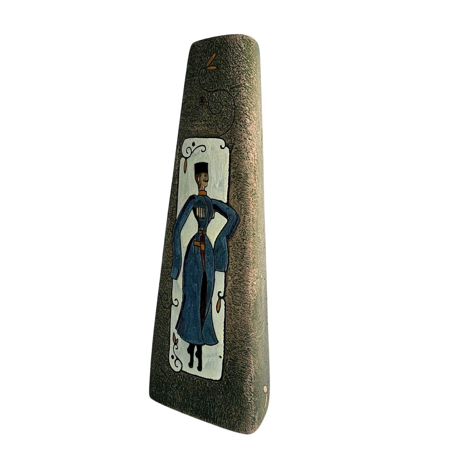 Vintage Georgian Folk Dancer Pottery Vase Studio Art Ceramic Chokha 9″