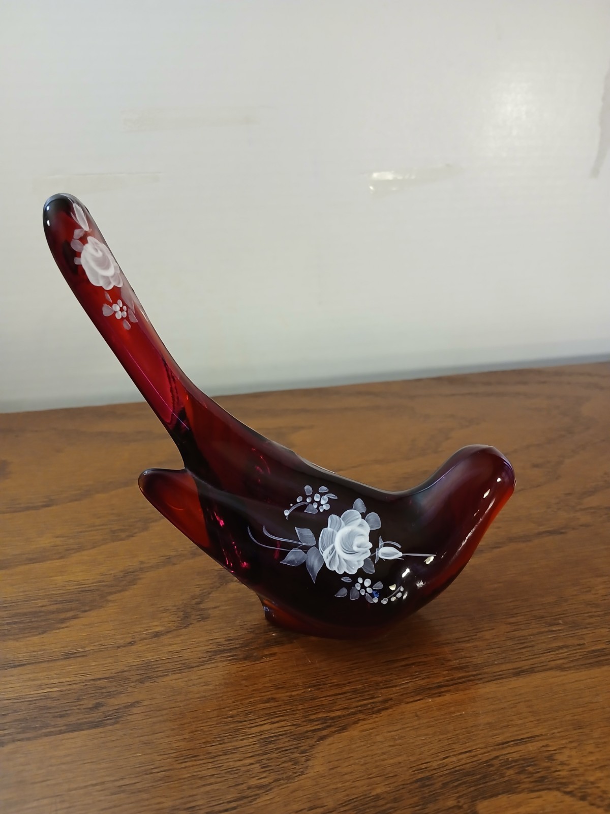 Ruby Red Bird of Happiness Hand Painted by Debi A. Fenton
