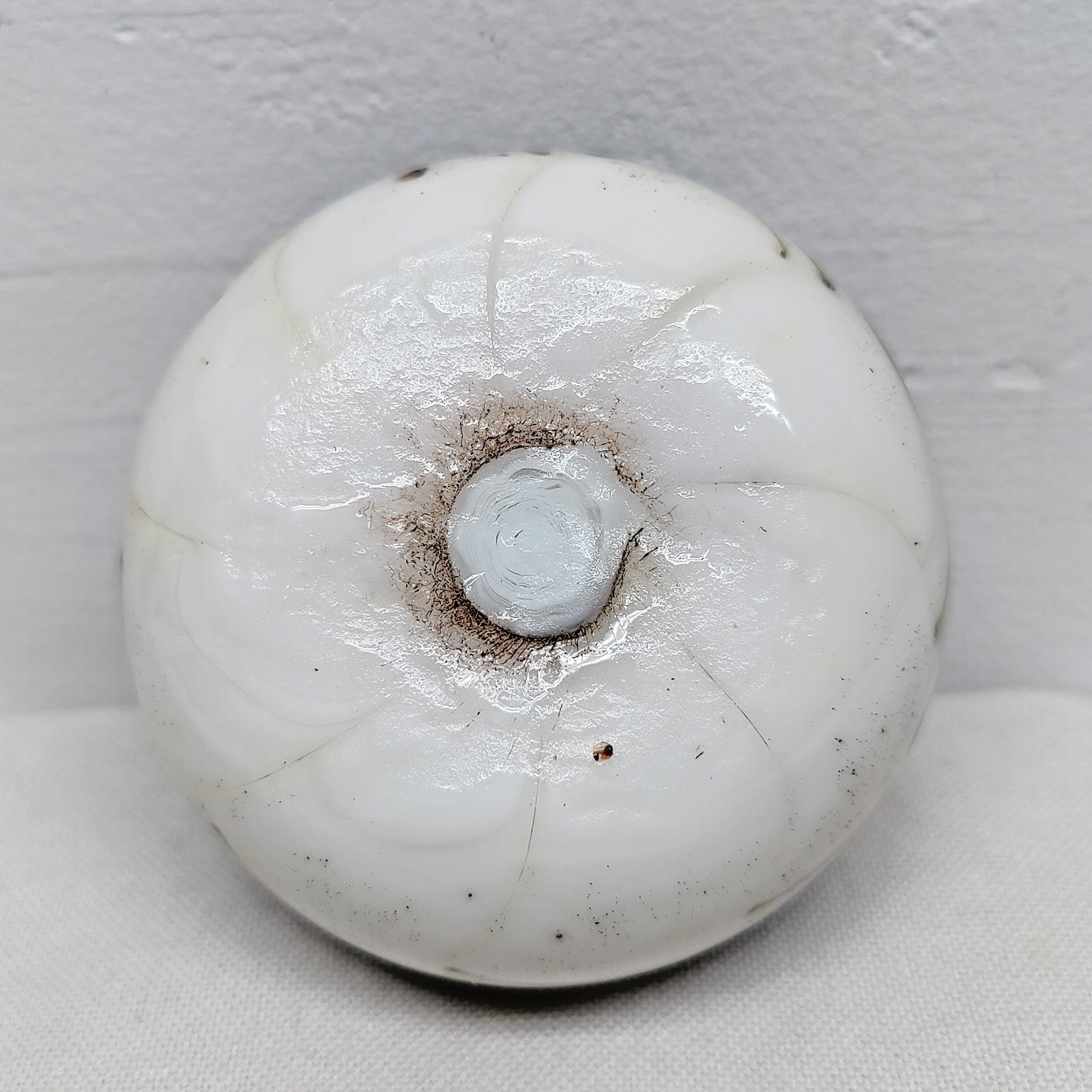 Antique Victorian White Milk Glass Iridescent Slag Paperweight Blue Brown Green