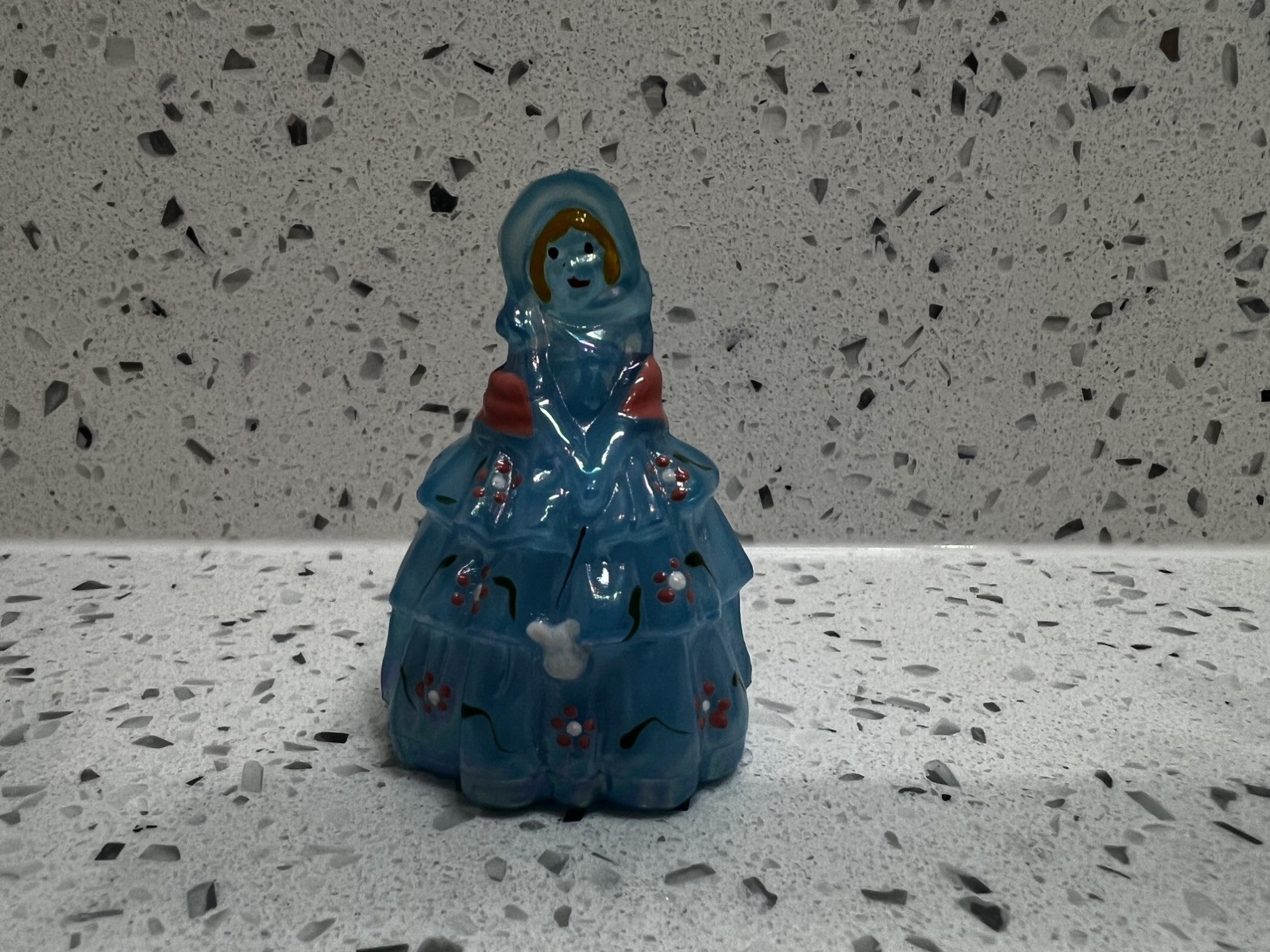 BOYD ART GLASS NANCY DOLL Peacock Blue Carnival – Hand Painted