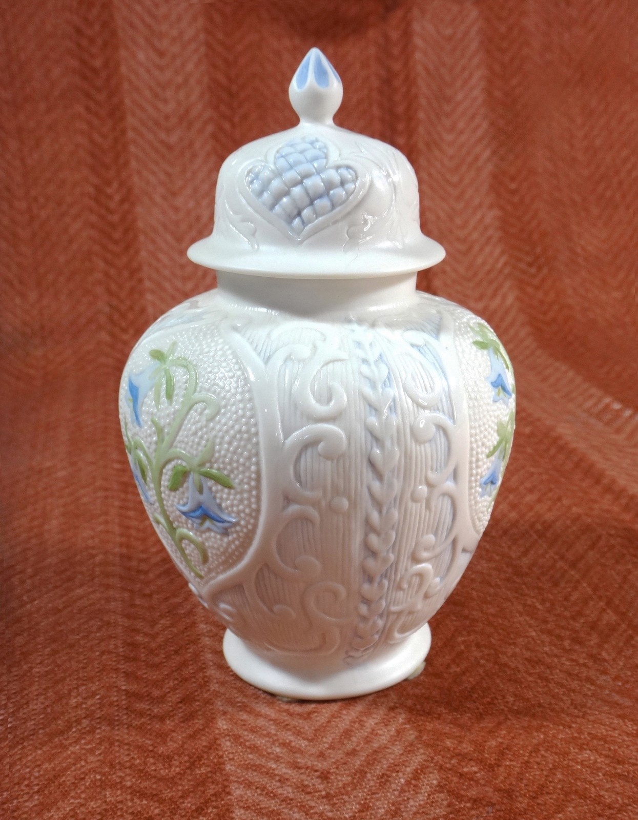 bisque porcelain BLUEBELL GINGER JAR urn signed & incised 1983 CYBIS USA