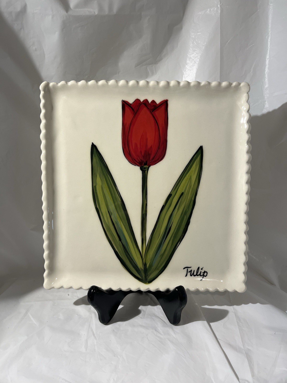 Heather Lane Pottery Stamped Markers Mark Dish Of The Month April Tulip Design