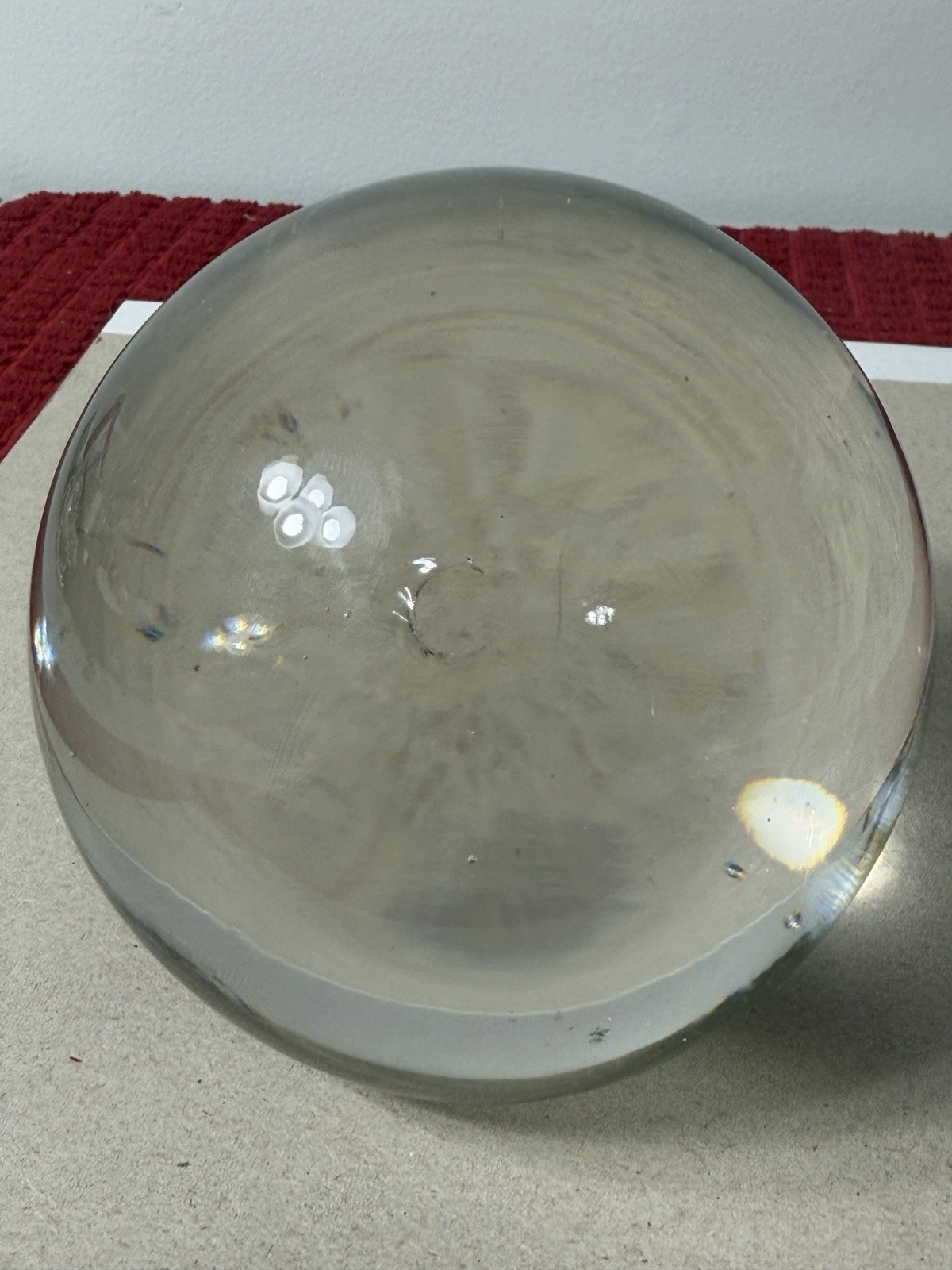 Solid Crystal Ball Glass Sphere/Orb Flat Bottom Paperweight 4″ 3.lbs.