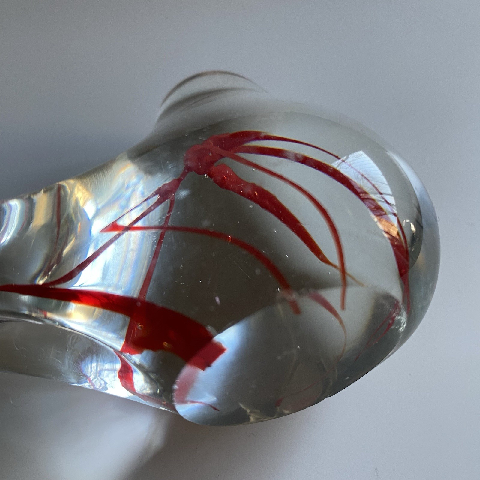 Vintage Bird Glass Clear w/ Red Ribbon Color Running Throughout. #nature #birds