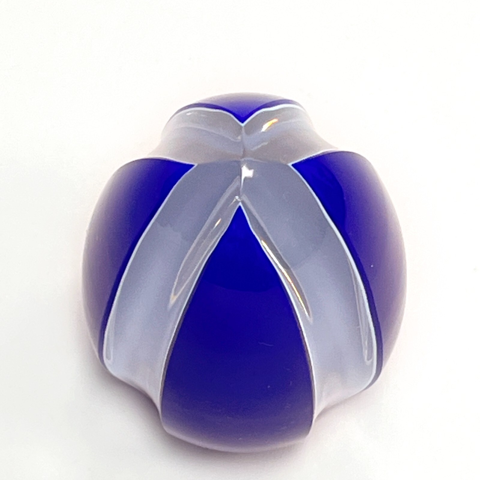 St. Louis Paperweight Blue White Clear Egg Shaped Saint Louis France 2.5″