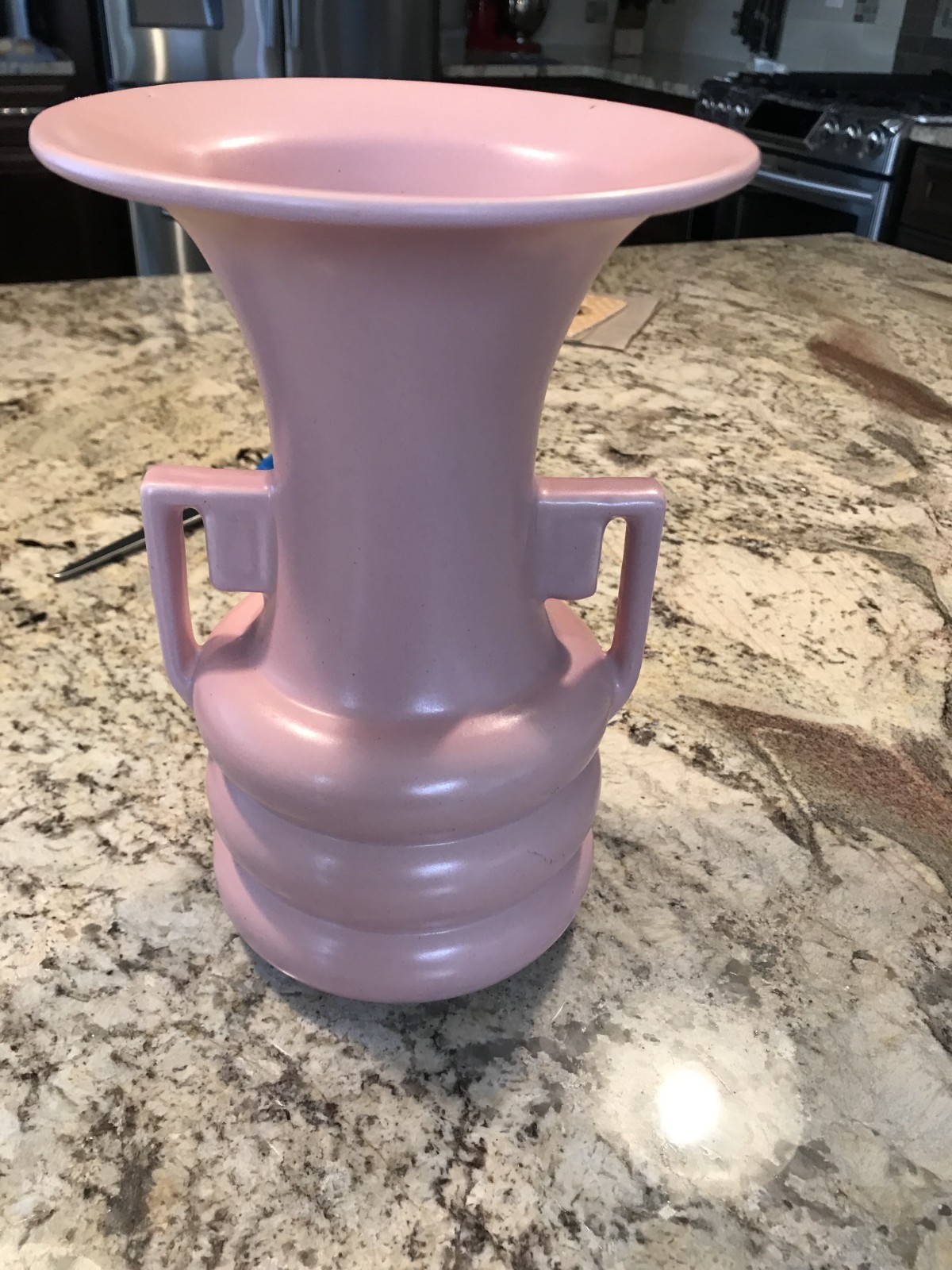 Vintage Abingdon Pink Matte Vase – 9.5 Inches Tall – Art Deco Style