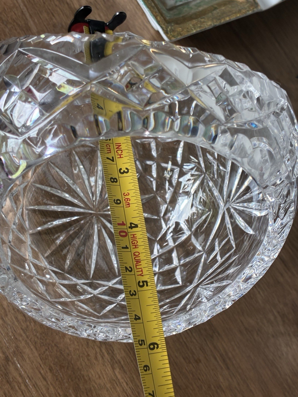 Crystal Basket Candy Dish With Handle Vintage Clear Cut Design