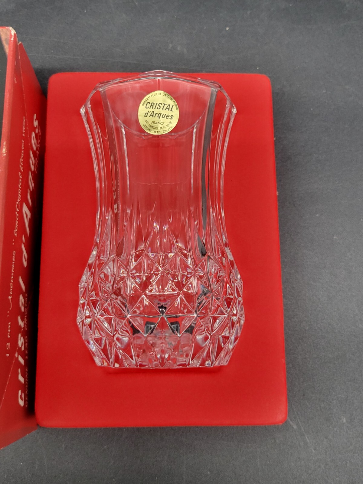 Vintage Cristal D’Arques Anemones 13cm Genuine Lead Crystal Vase In Original Box