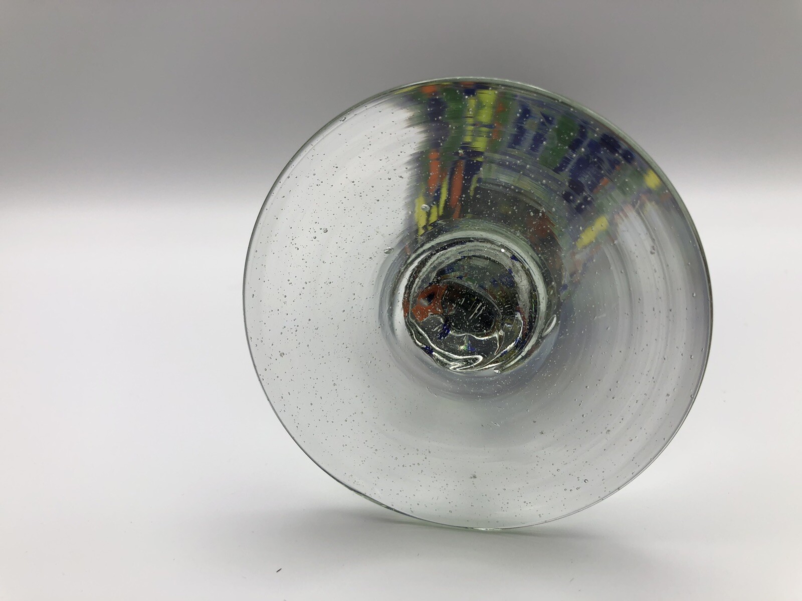 Hand Blown Confetti Rainbow Color Footed Glass Vase Champagne Wine