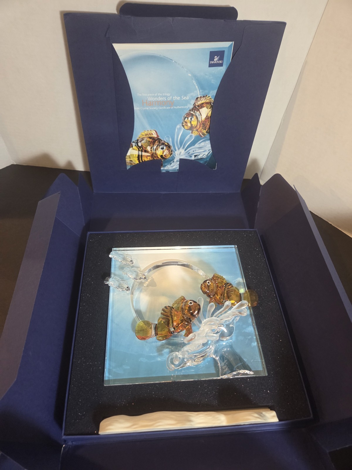 Swarovski Wonders of the Sea Harmony Crystal Fish Figurine Clear Amber *Repaired