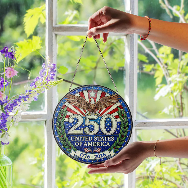 American Patriotic Freedom Eagle Suncatcher Glass