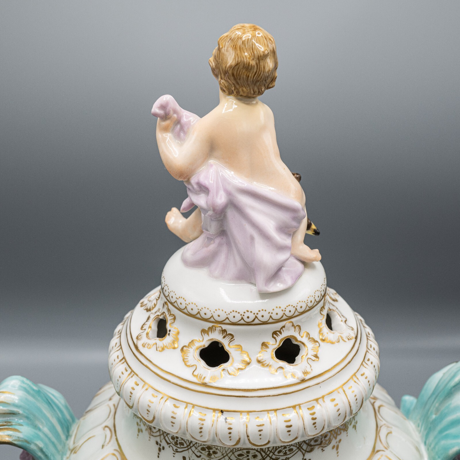 KPM Royal Berlin Covered Urn Putti Eagle Jester Floral Flowers Antique 13 1/2″ H