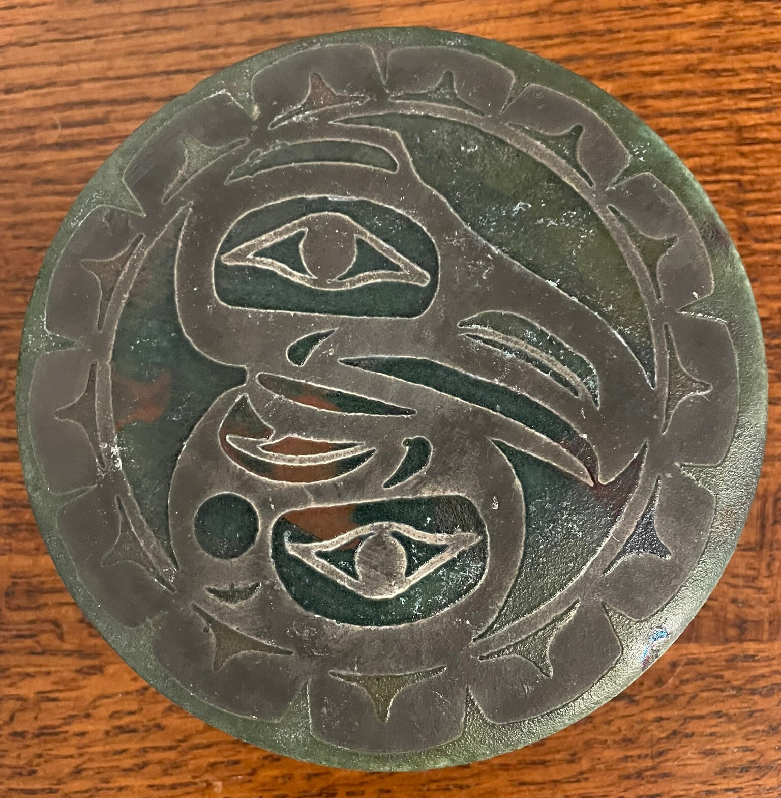 Stephan Roy Raku Lidded Container – Signed/NW Coast Style Raven Design