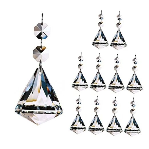 10pcs Crystal Ball Prisms Chandelier Parts Pendant, Hanging Glass Crystals 40mm