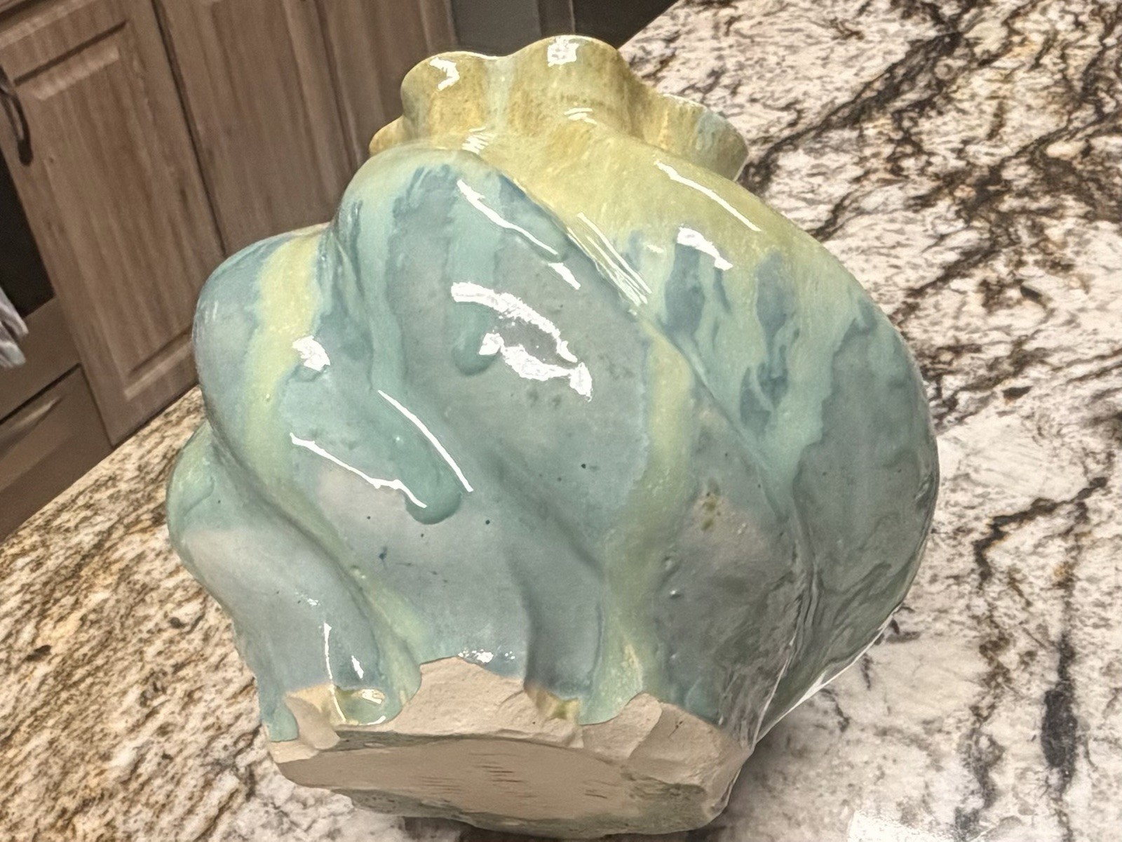 Artful Swirl Glazed Ceramic Vase in Seafoam Green and Turquoise