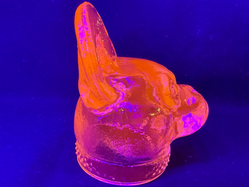 Green Vaseline glass Boston Terrier dog head puppy french bulldog uranium animal